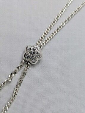 Silver Plated Tone Flower Slide Necklace - Silver